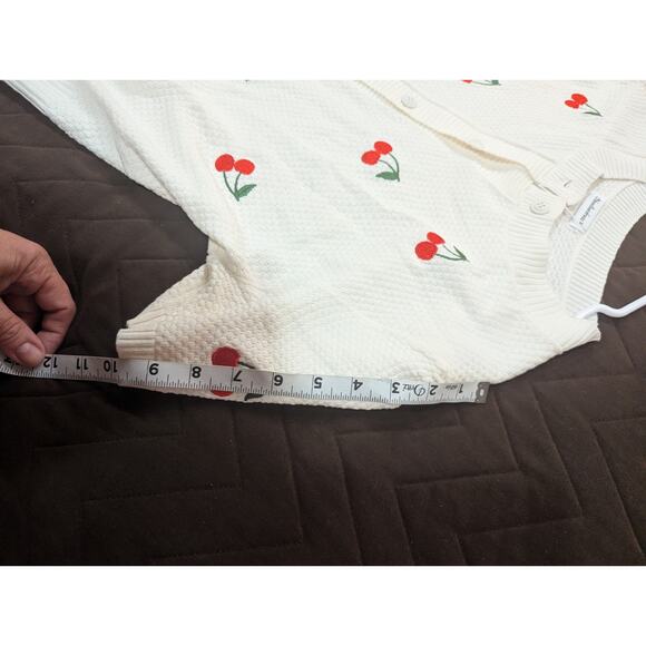 Cute cream short sleeve button cardigan by Bbonlinedress w/cherry embroidery XL - Picture 8 of 9